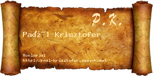 Paál Krisztofer névjegykártya