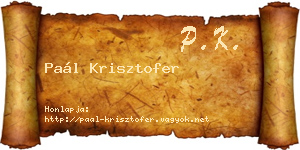 Paál Krisztofer névjegykártya